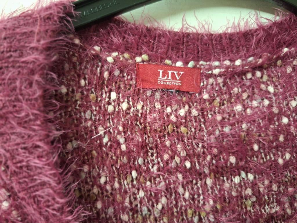 LIV Collection pluizig vest in bordeauxrood, maat M, Maat 38/40 (M), Ophalen of Verzenden, Zo goed als nieuw, LIV Collection