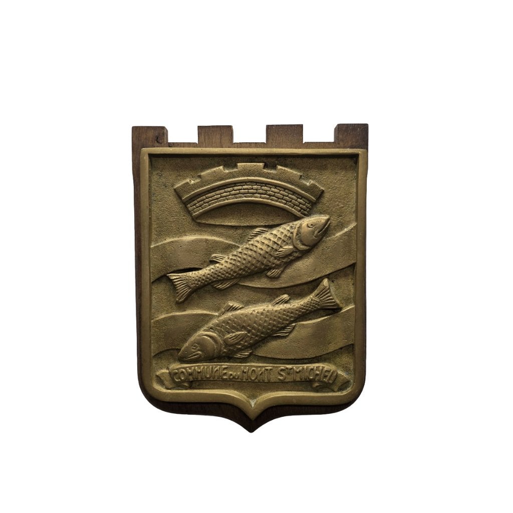 Antiek Frans bronzen plaquette Commune du Mont St Michel, Ophalen of Verzenden, Brons