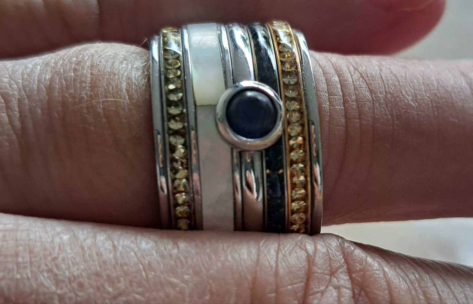 IXXXI ring zilverkl. basis en is mt 17,5 met 5 vulringen, Overige kleuren, IJzer of Staal, Met kristal, Ophalen of Verzenden