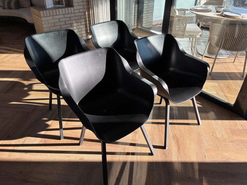 4 x Hartman Sophie Armchair Element Carbon Black, Ophalen, Zo goed als nieuw, Kunststof