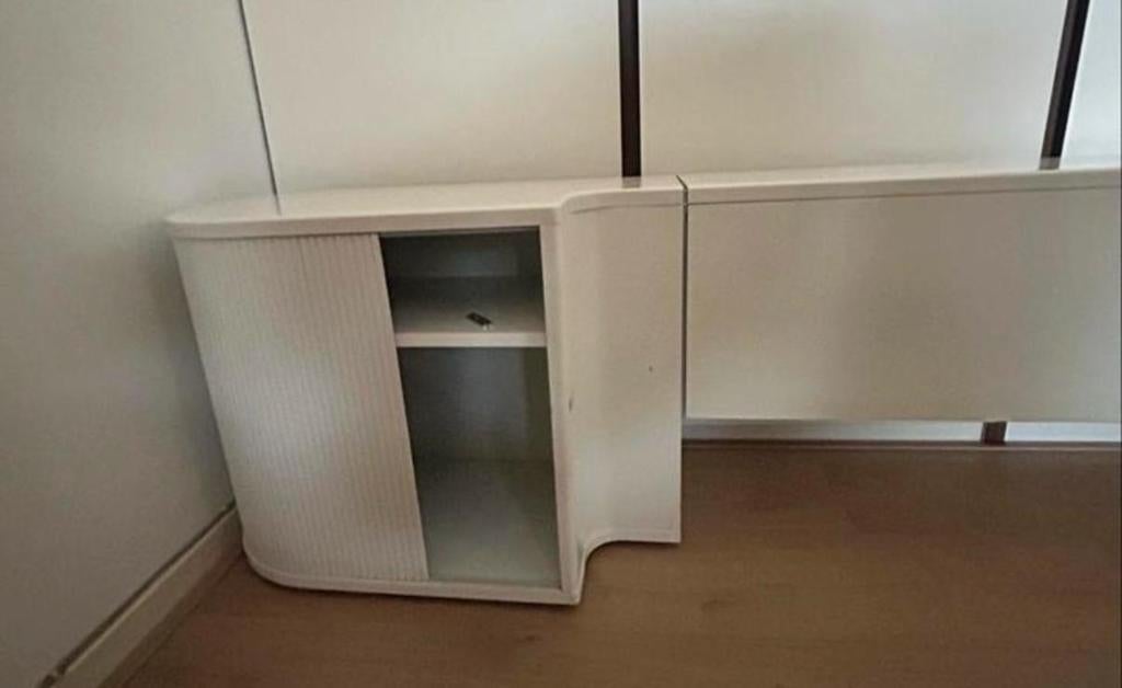 Auping auronde hoofdbord met kastjes, Huis en Inrichting, Ophalen, Gebruikt, Wit, Tweepersoons