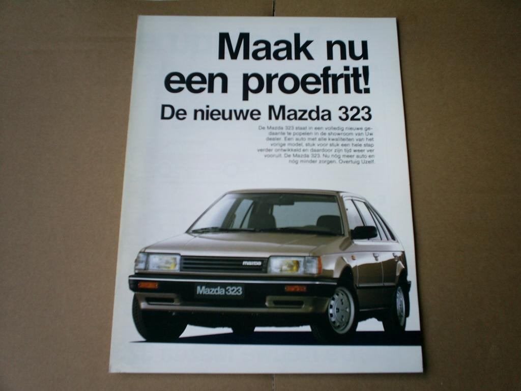 De Nieuwe Mazda 323 [ Maak nu ] 1985 4 pag., Verzenden, Zo goed als nieuw, Mazda