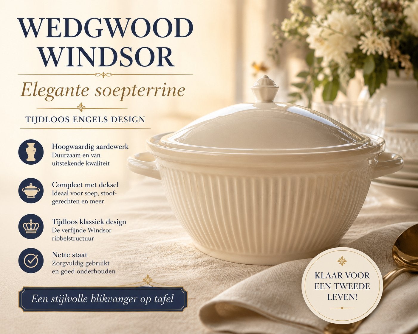 Wedgwood Windsor terrine serveerschaal, Ophalen of Verzenden, Wedgwood, Aardewerk, Schaal of Schalen