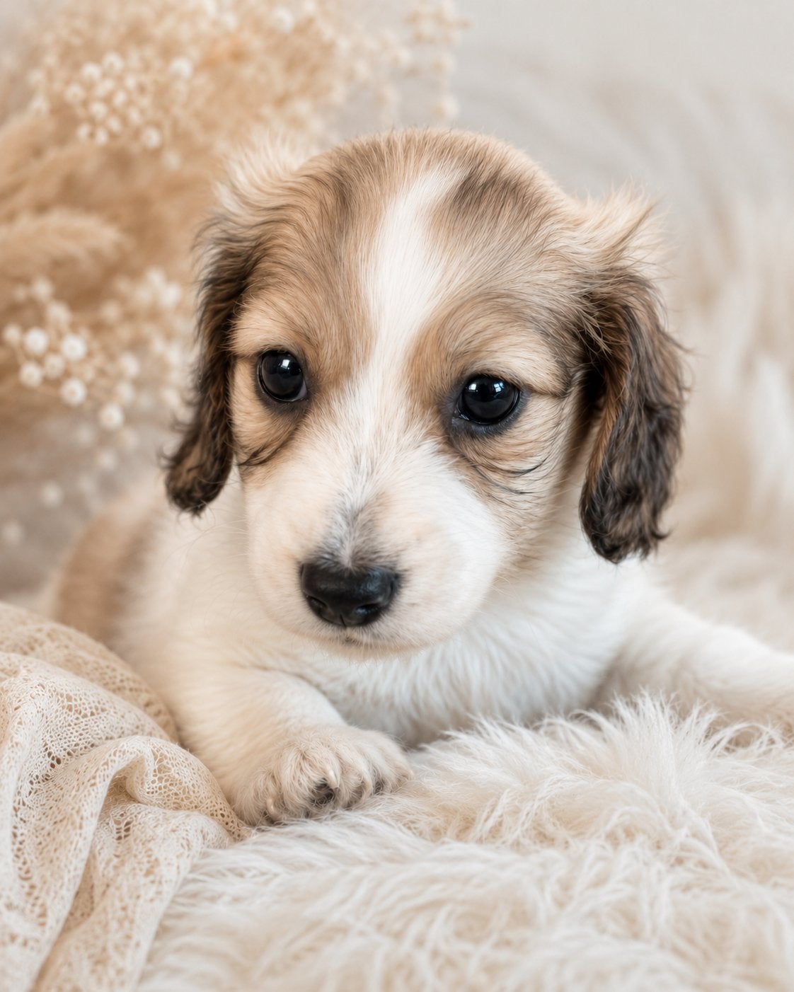 Teckel shaded creme pibald, Dieren en Toebehoren, Honden | Teckels en Dashonden, Kaninchen, Parvo, Reu, 8 tot 15 weken