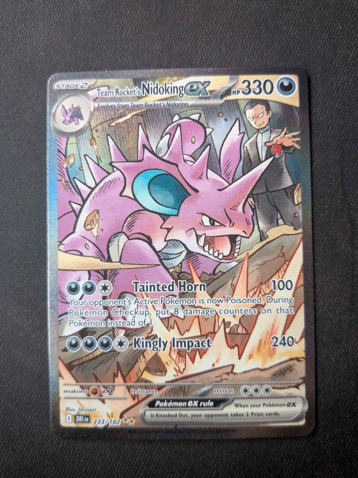 Team Rocket's Nidoking ex 233/182 Pokémon kaart, Ophalen of Verzenden, Zo goed als nieuw, Losse kaart, Foil
