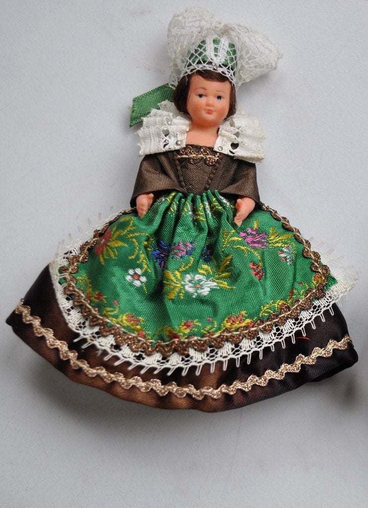 Oud Frans Popje Klederdracht Bretagne 10 cm, Ophalen of Verzenden, Gebruikt, Pop