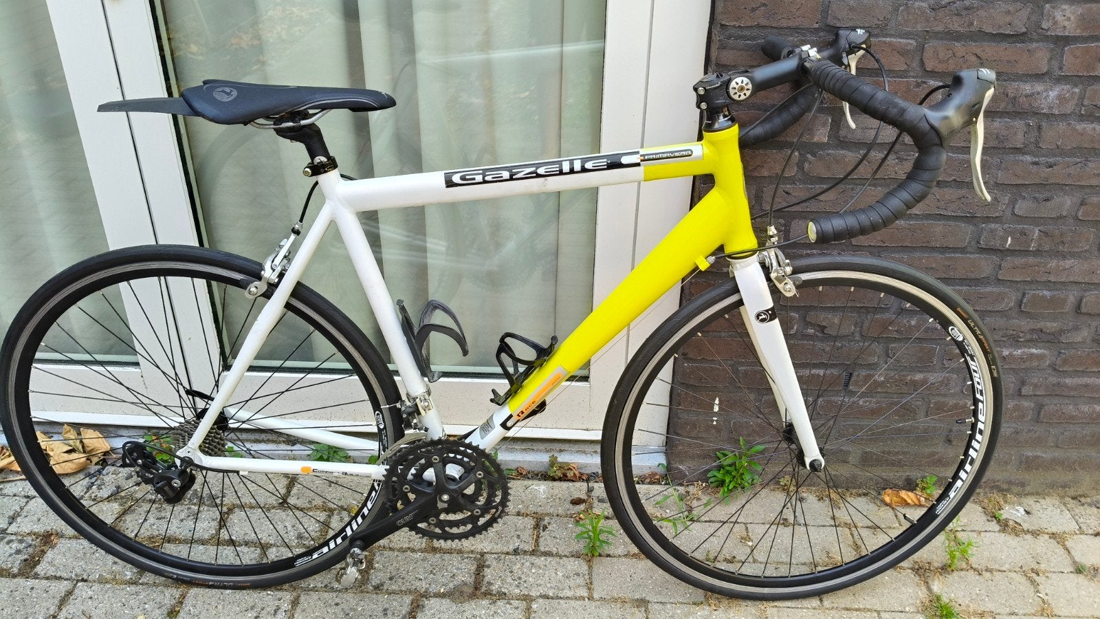 Gazelle Primavera Racefiets - Wit/Geel, Fietsen en Brommers, Ophalen, 28 inch, Gebruikt, Heren