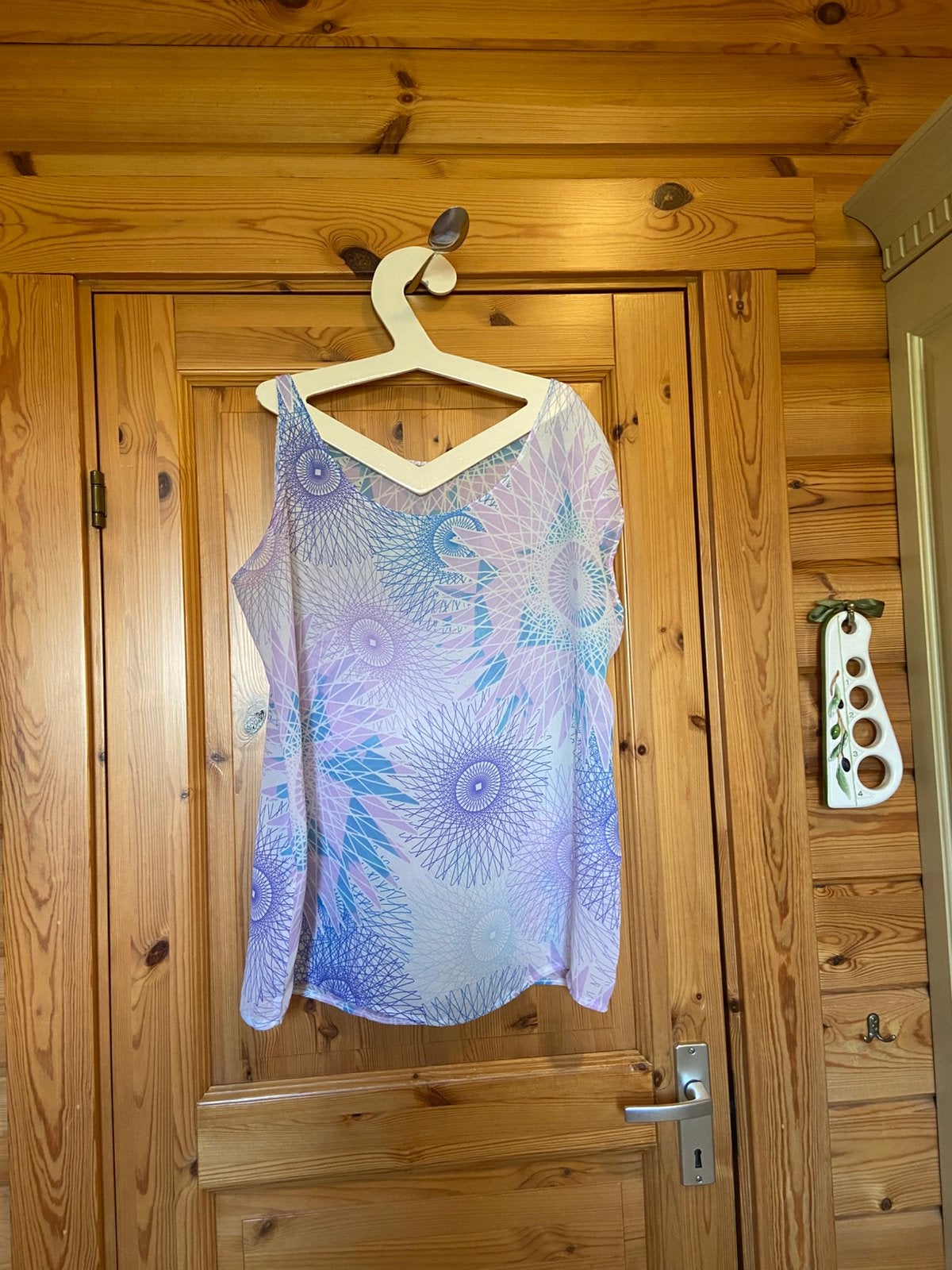 Top blauw lila speciale mouw oto 65 lengte 72 Anna tops EKS, Ophalen of Verzenden, Zo goed als nieuw, Blauw, Korte mouw