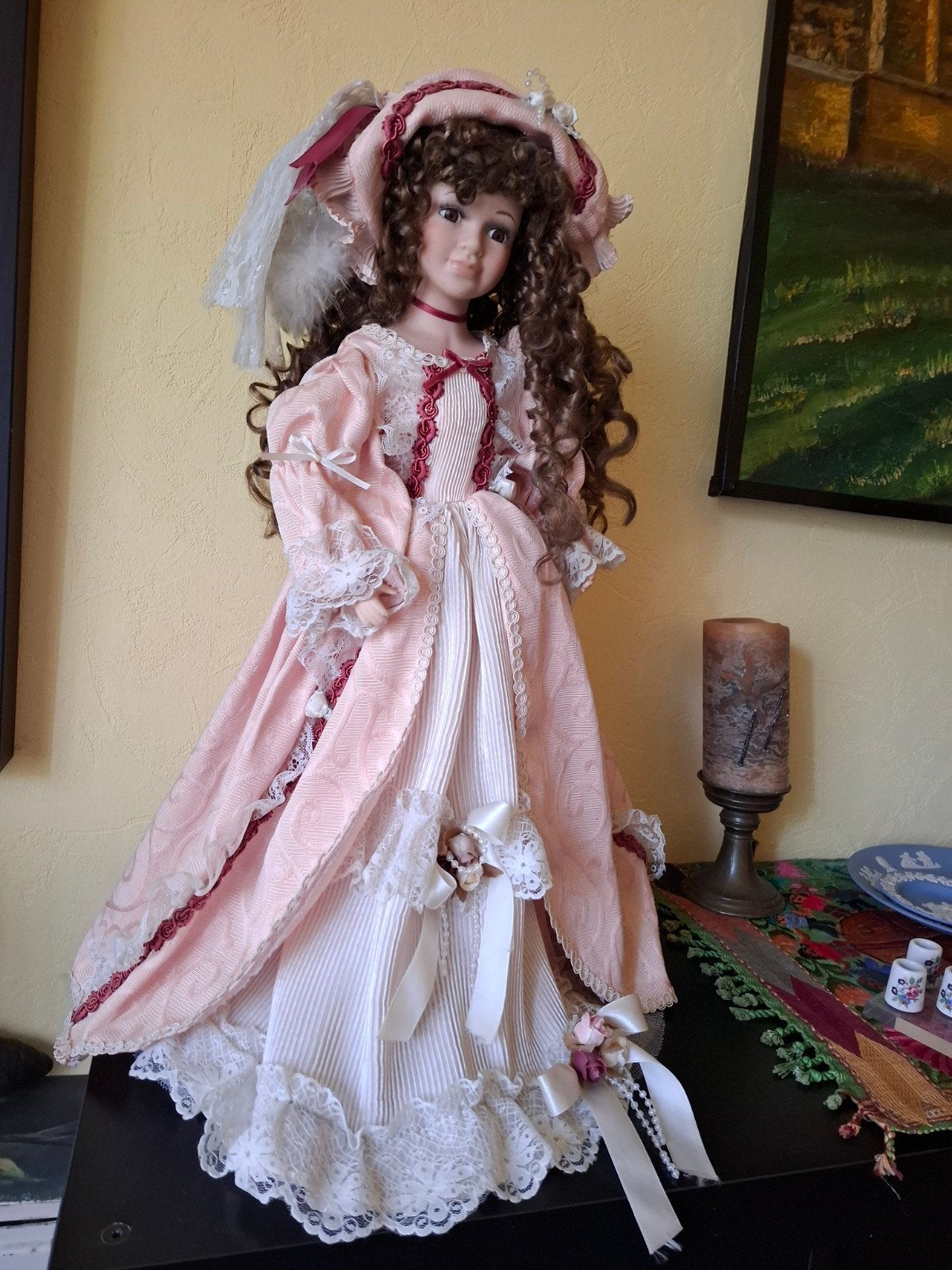 Antieke porseleinen pop - 55 cm, Ophalen of Verzenden, Gebruikt, Pop