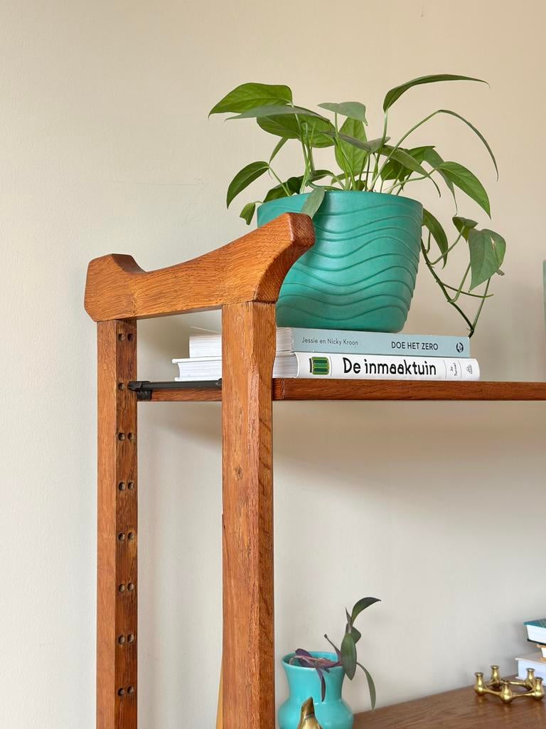 Vintage staand wandmeubel Deens eiken hout jaren 50/60/70, Huis en Inrichting, Kasten | Wandmeubels, Ophalen, Gebruikt, Met deur(en)