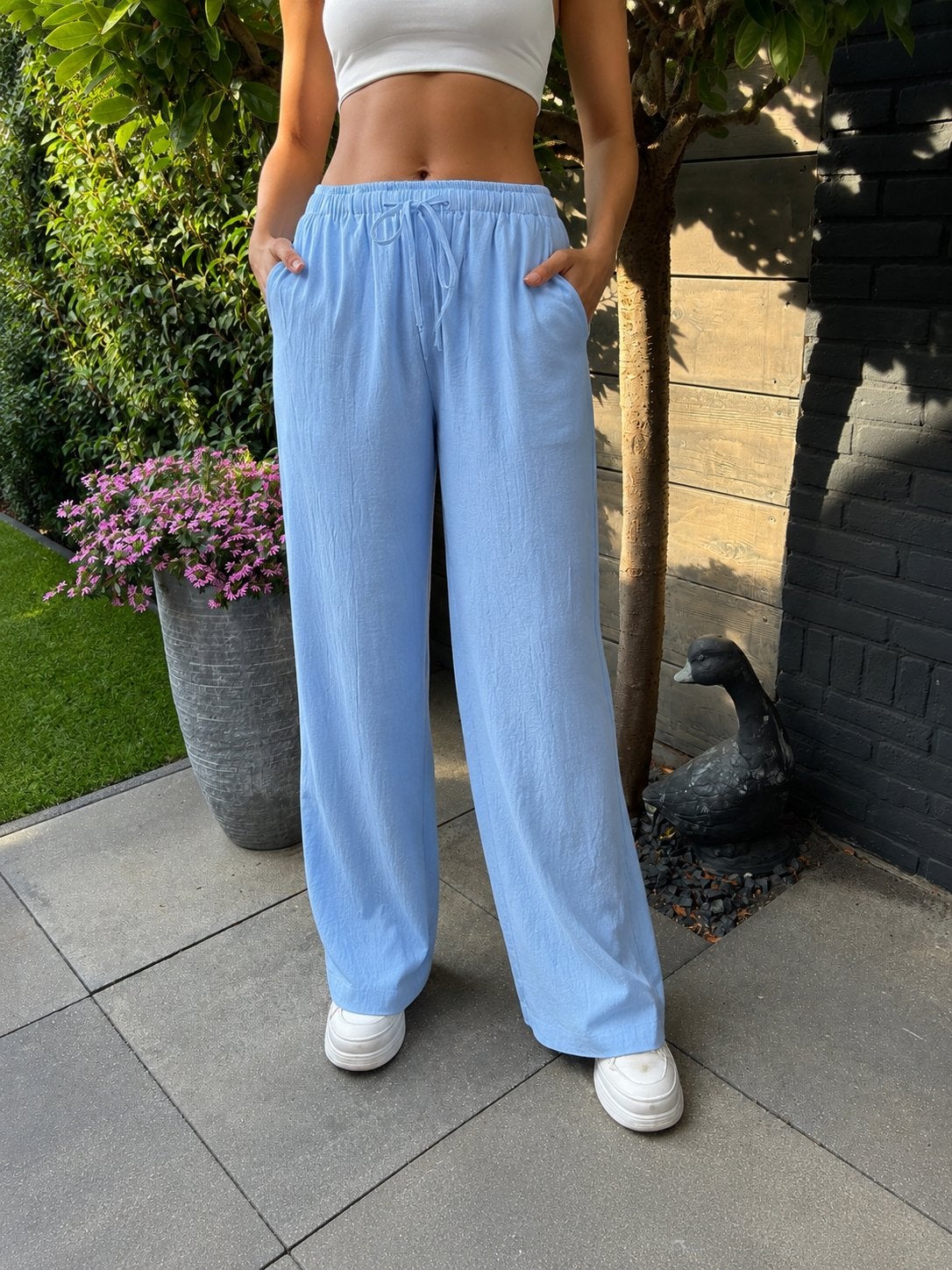 Mooie blauwe broek 100% Katoen Maat XS, Ophalen of Verzenden, Nieuw, Blauw