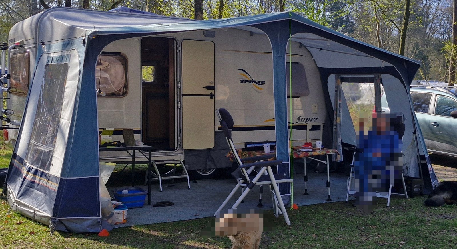 Dorema voortent Maat 9 (860 cm) blauw-grijs, incl. stokken, Caravans en Kamperen, Voortenten en Luifels, Ophalen