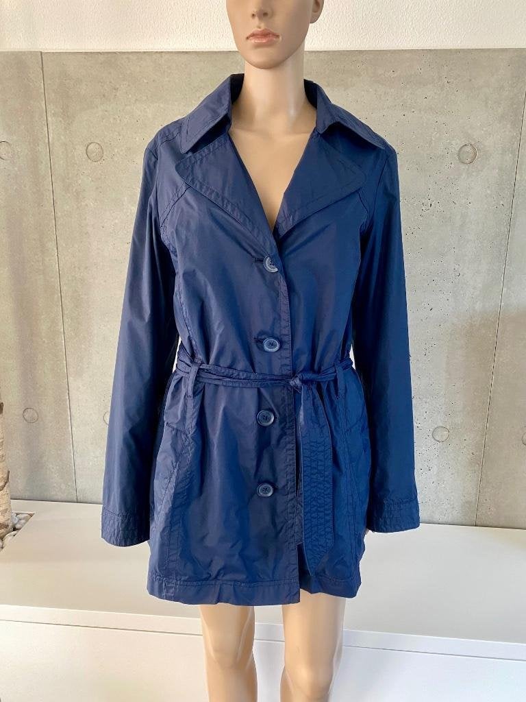H505 Esprit: mt 42=L regenjas trenchcoat jas tussenjas blauw, Blauw, Maat 42/44 (L), Ophalen of Verzenden, Zo goed als nieuw
