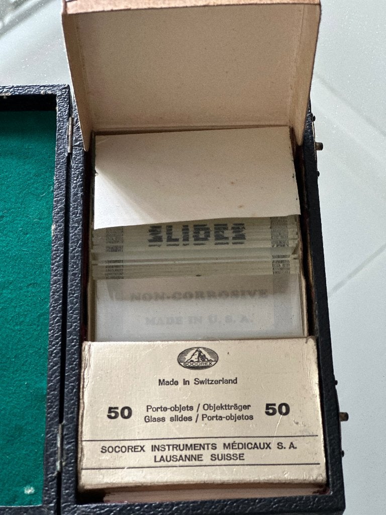 Microscoop Hemometer doosje + microscopische glaasjes, Ophalen of Verzenden, Zo goed als nieuw, Minder dan 400x, Onderdelen of Toebehoren