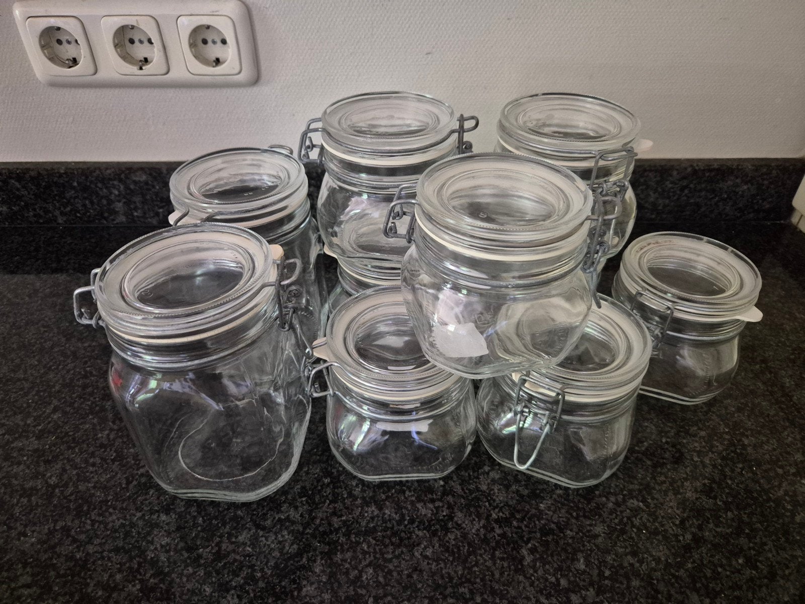 Glazen voorraadpotten, weckpotten, Huis en Inrichting, Keuken | Keukenbenodigdheden, Ophalen, Voorraadpot, Overige merken, Glas