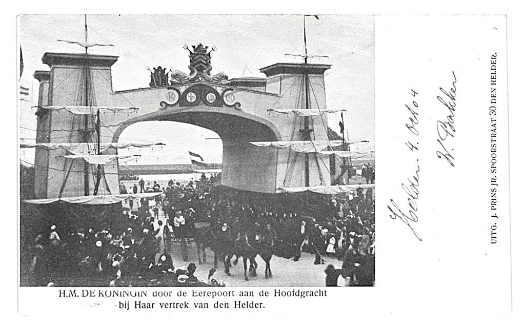 972829	Den Helder	Eerepoort 	1904	Gelopen met zegel, Ophalen of Verzenden, Voor 1920, Gelopen, Noord-Holland