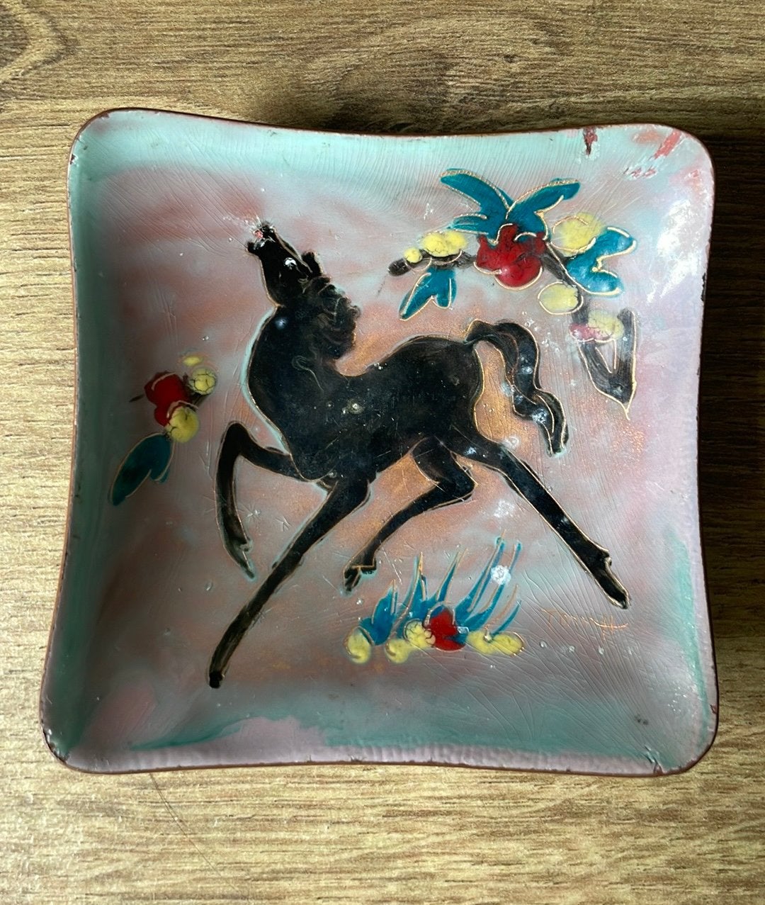 Geëmailleerd bakje asbakje emaille paard retro, Antiek en Kunst, Antiek | Emaille, Ophalen of Verzenden