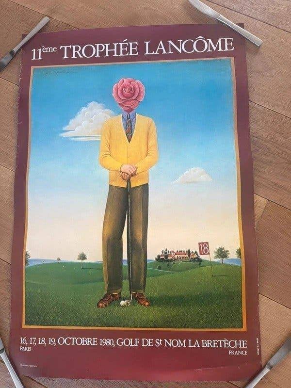 Golfaffiche 11e Trophée Lancôme 1980 Gabriel Pascalini, Ophalen of Verzenden, Sport, A1 t/m A3, Rechthoekig Staand