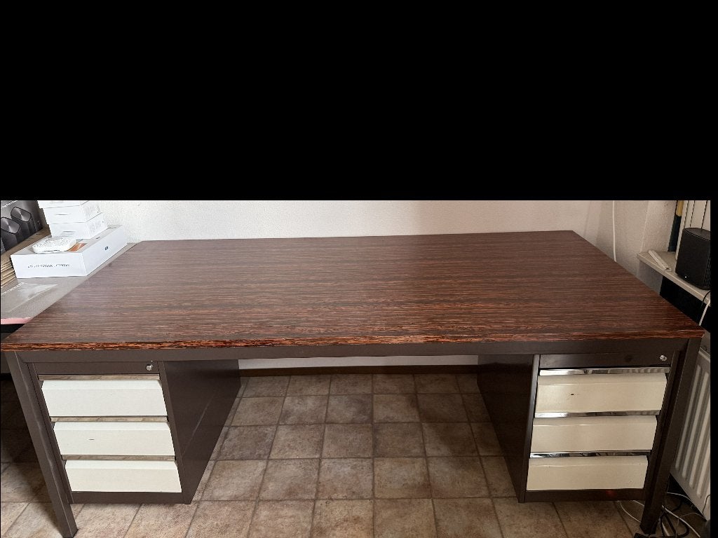 Stalen bureau met houten blad, Ophalen, Overige typen, Gebruikt, Metaal