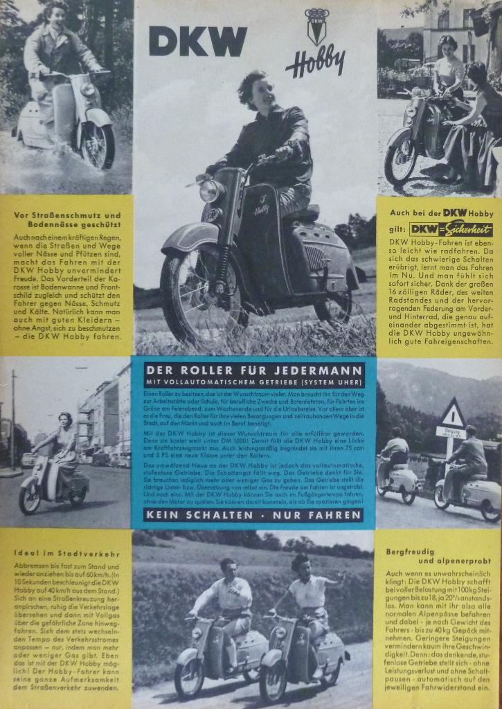 Folder DKW Hobby Scooter 1954, Ophalen of Verzenden, Overige merken