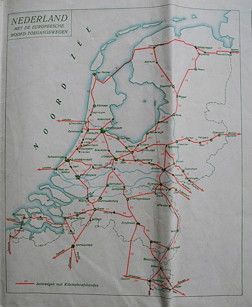 Wegenkaart Nederland jaren 30: Schokland en Urk nog eiland, Boeken, Overige typen, Ophalen of Verzenden, Zo goed als nieuw, 1800 tot 2000