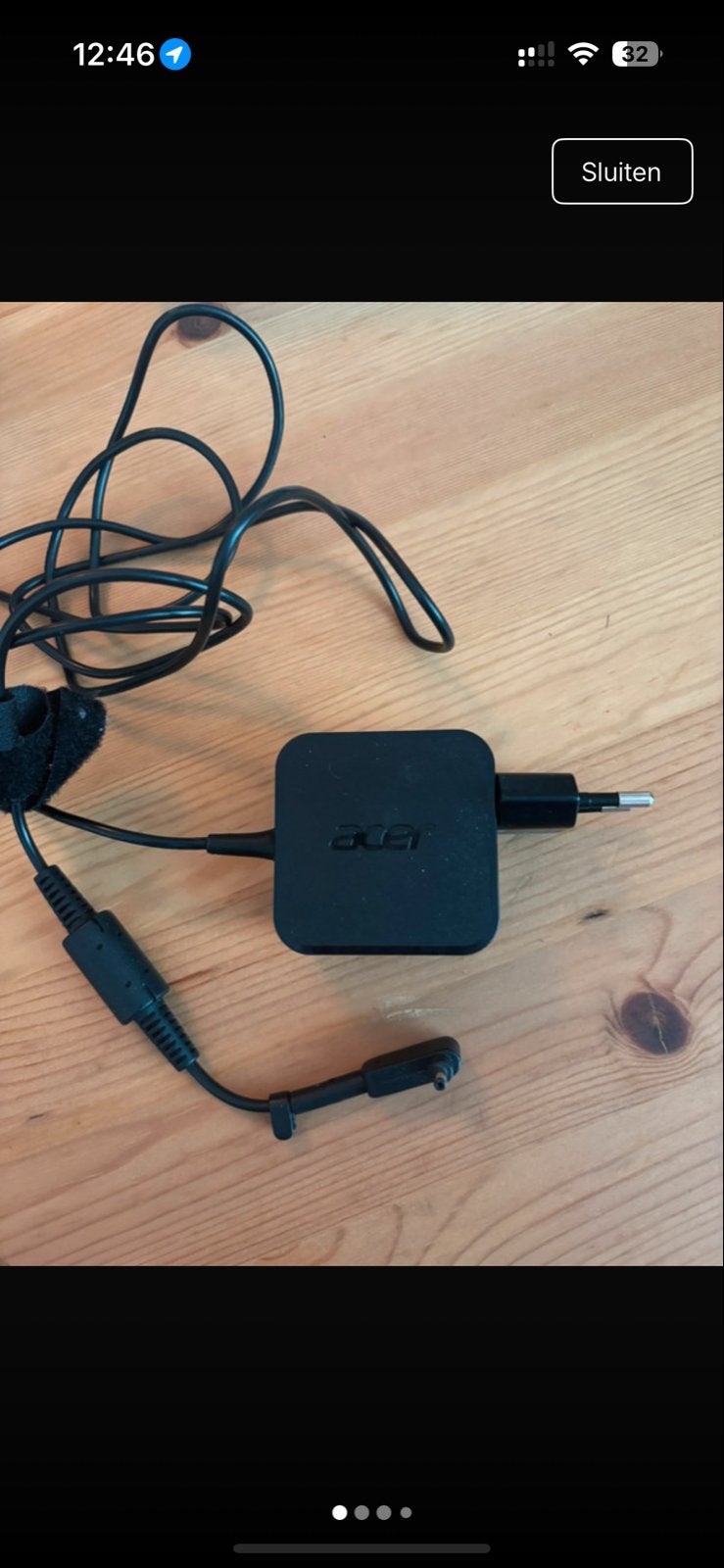Acer Oplader voor laptop/notebook, Computers en Software, Laptop-opladers, Ophalen of Verzenden, Gebruikt