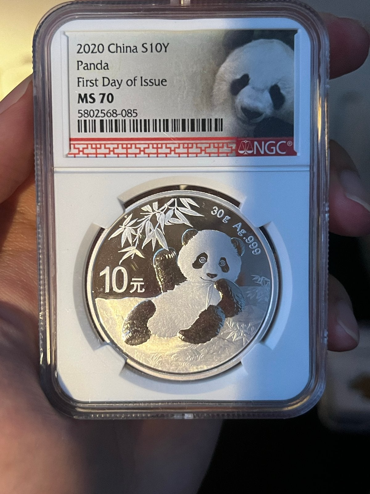 2020 China S10Y Panda Zilveren Munt NGC MS 70, Ophalen of Verzenden, Oost-Azië, Losse munt, Zilver