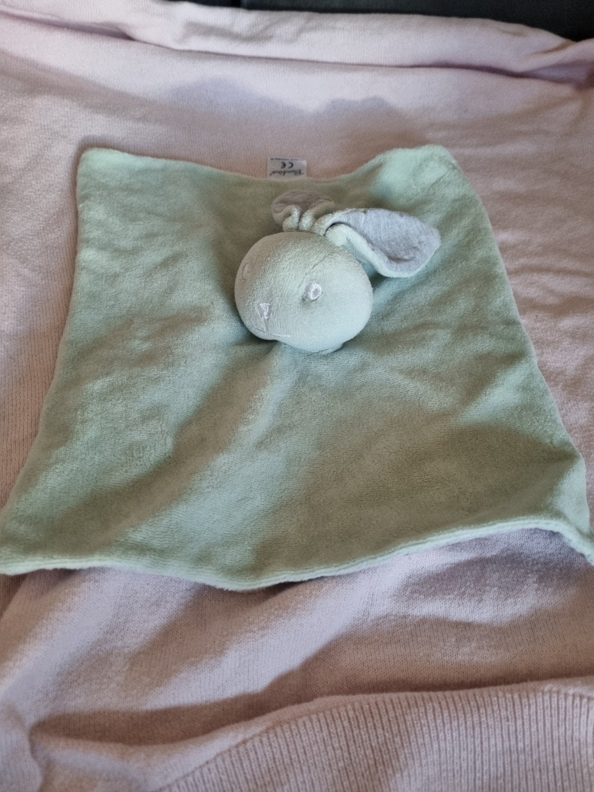 bambino knuffel doekje konijn groen grijs nr 60, Ophalen of Verzenden, Konijn
