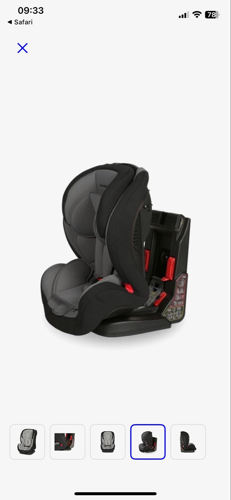 KIDSRIVER Autostoel - Grijs/Zwart, Zo goed als nieuw, Autogordel, Verstelbare rugleuning, Zo goed als nieuw, 9 t/m 36 kg
