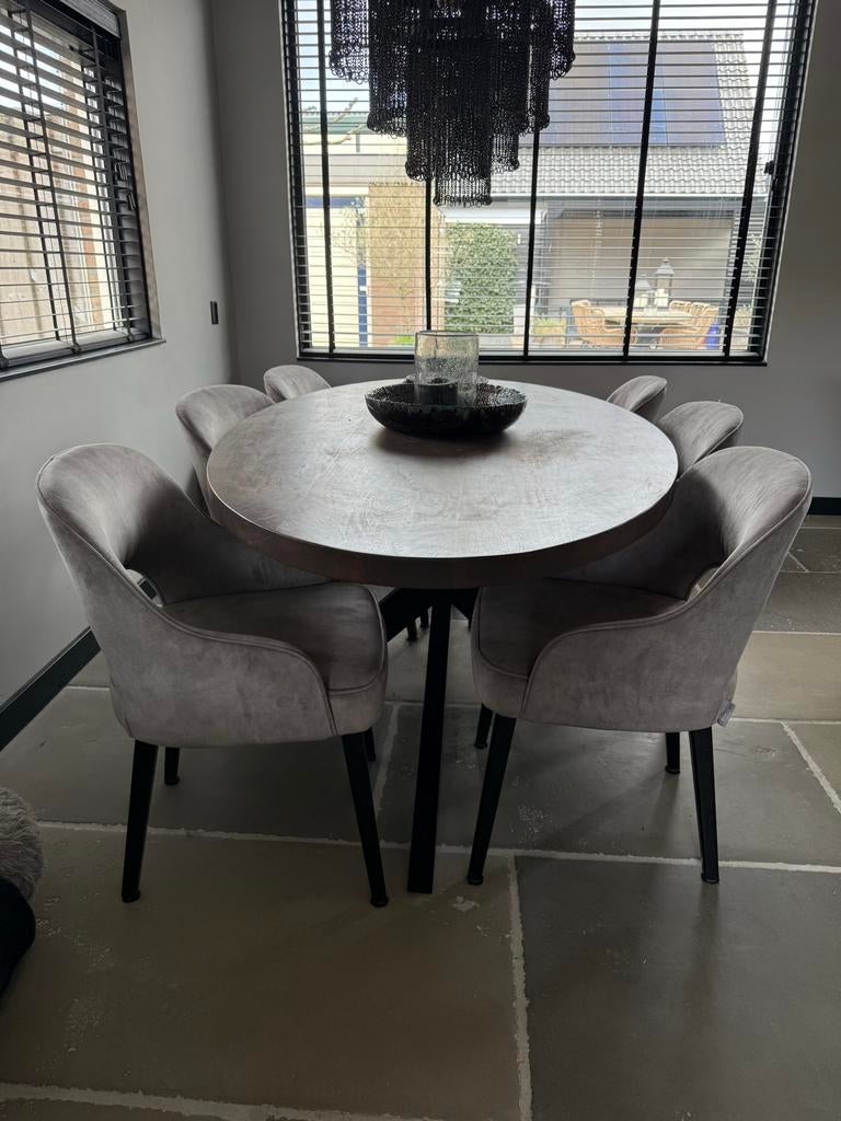 Eettafel met 6 stoelen, Huis en Inrichting, Ophalen, Gebruikt, 100 tot 150 cm, Rond
