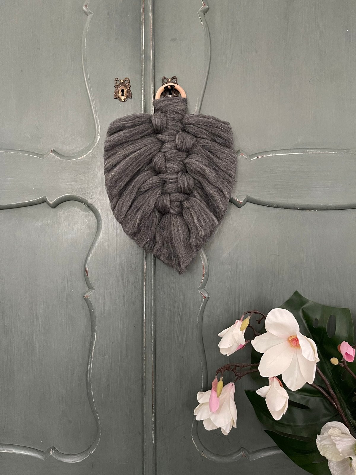 Macrame veer van lontwol, grijs, Ophalen of Verzenden, Nieuw, Grijs, Wandhanger