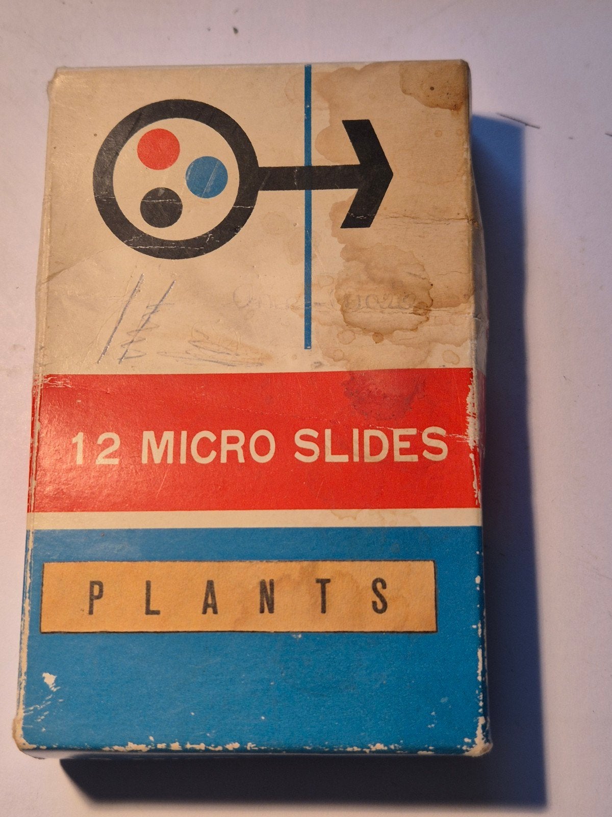 9 micro slides van planten. Vintage doosje., Ophalen of Verzenden