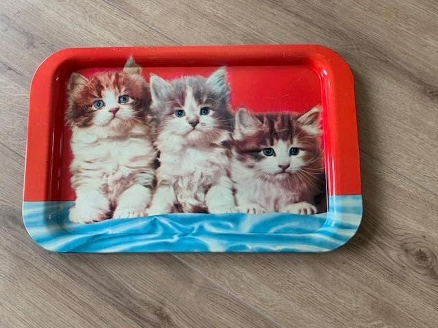 antiek metalen kinderserviesblad met katten, Antiek en Kunst, Antiek | Porselein, Ophalen of Verzenden
