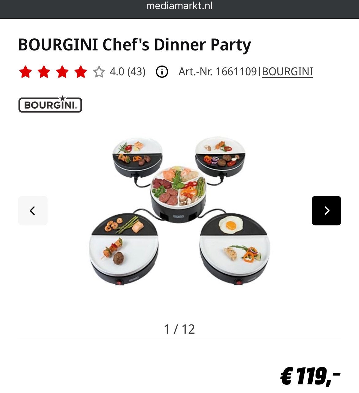Gourmetstel Bourgini Chef’s Dinner Party gourmetset, Ophalen, Zo goed als nieuw, 4 t/m 7 personen