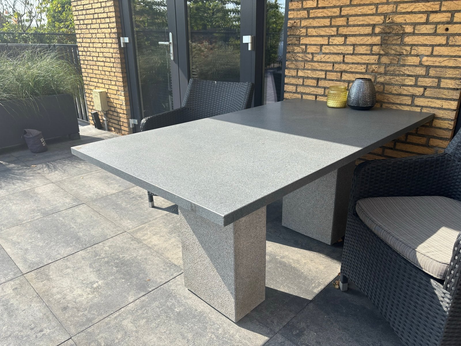 Zware granieten tuintafel - 60x190 cm, Tuin en Terras, Ophalen, Gebruikt, Rechthoekig, Overige materialen