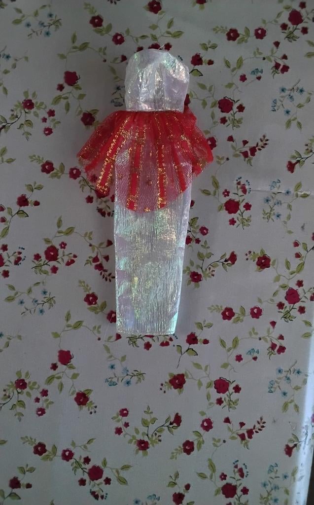 Vintage Retro sindy fleur barbie jurk wit met rood glitter, Ophalen of Verzenden, Zo goed als nieuw, Barbie