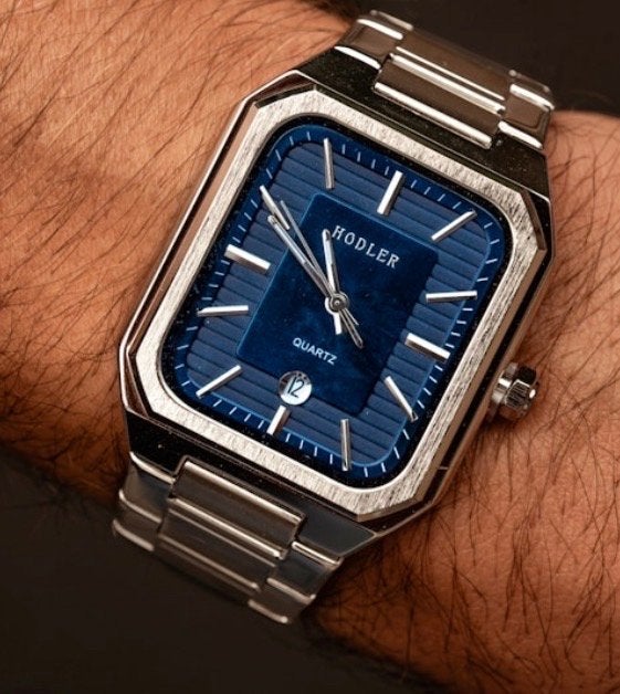 Herenhorloge Hodler Aurex Zilver Blauw, Staal, Polshorloge, Zo goed als nieuw, Zilver