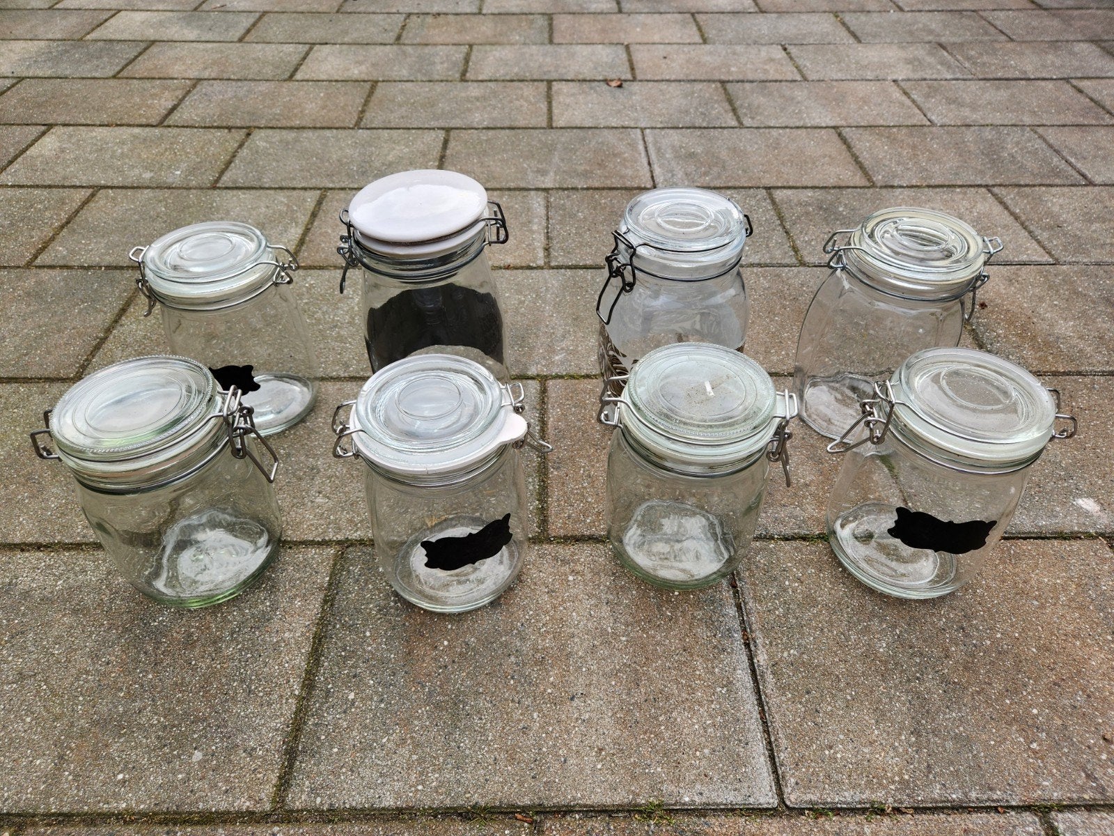 Set van 8 glazen voorraadpotten met beugelsluiting, Ophalen, Voorraadpot, Overige merken, Glas