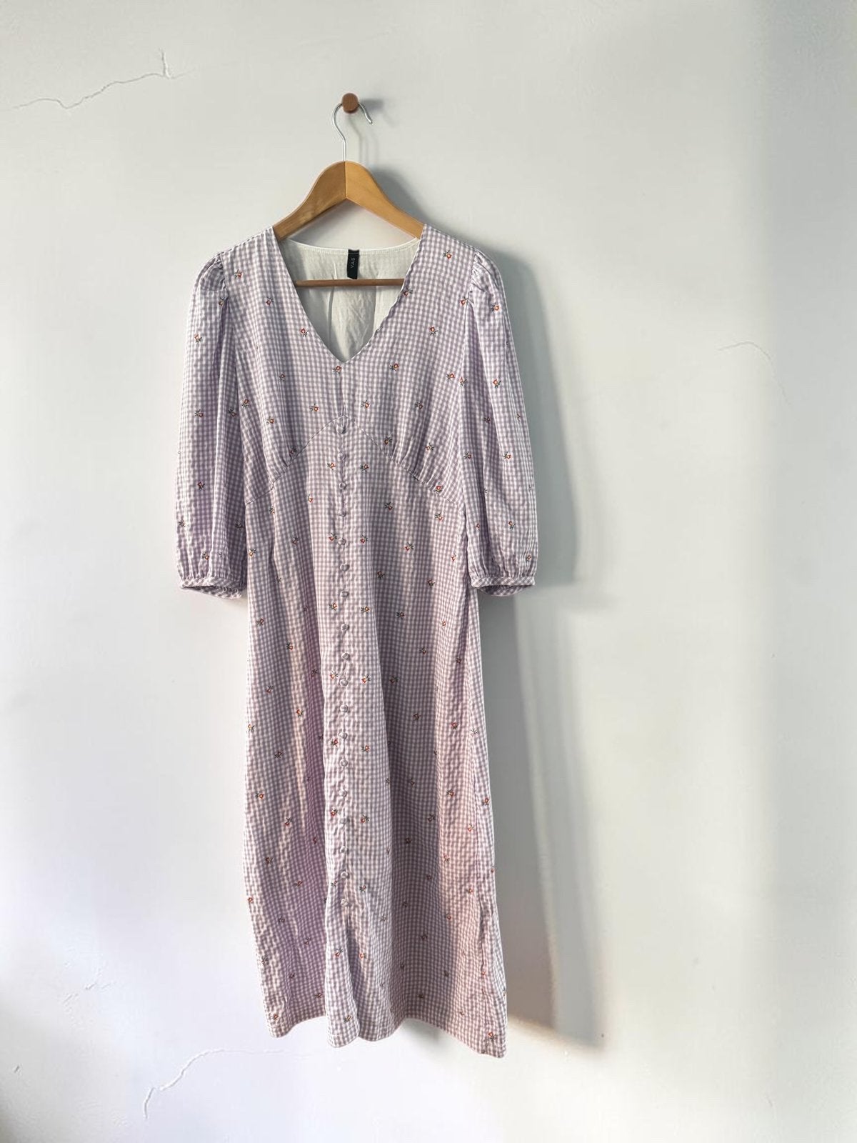 Y.A.S Yas Maya midi jurk M medium 38 lila gingham yasmaya, Maat 38/40 (M), Paars, Ophalen of Verzenden, Zo goed als nieuw