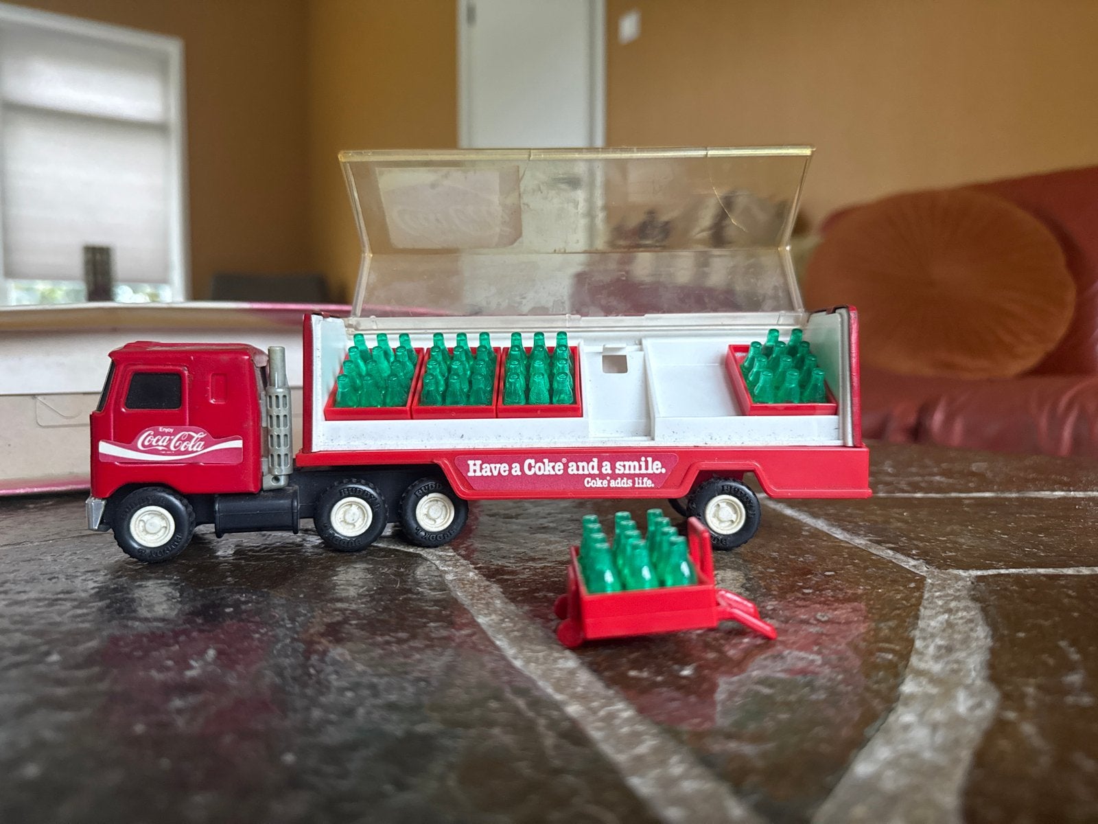 Oude Coca-Cola Buddy L Mack Truck met flesjes, Ophalen of Verzenden, Gebruikt