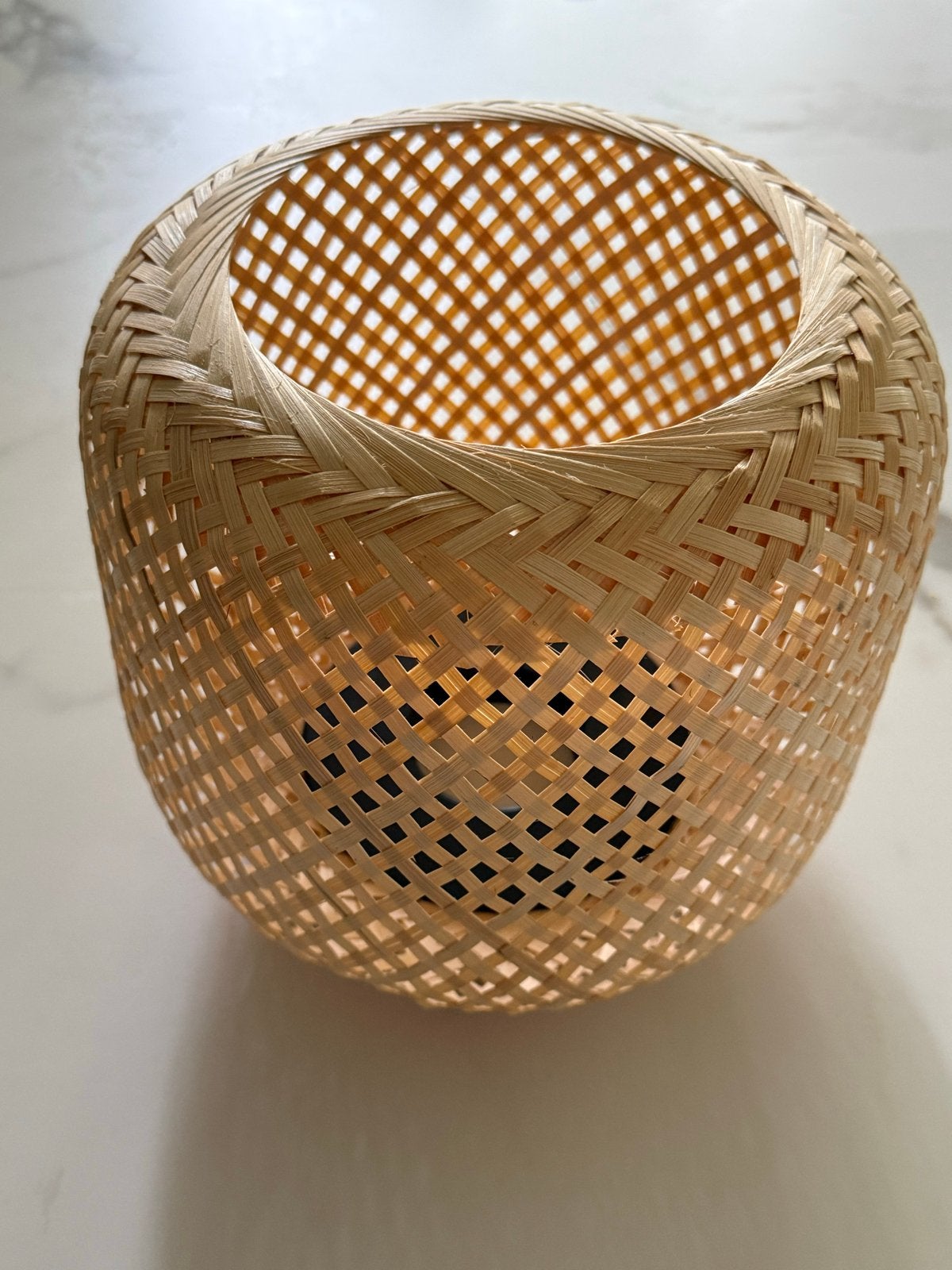 IKEA Symfonisk Lampenkap Bamboe, Tafellamp, Natuurlijk materiaal, Beige, Rond