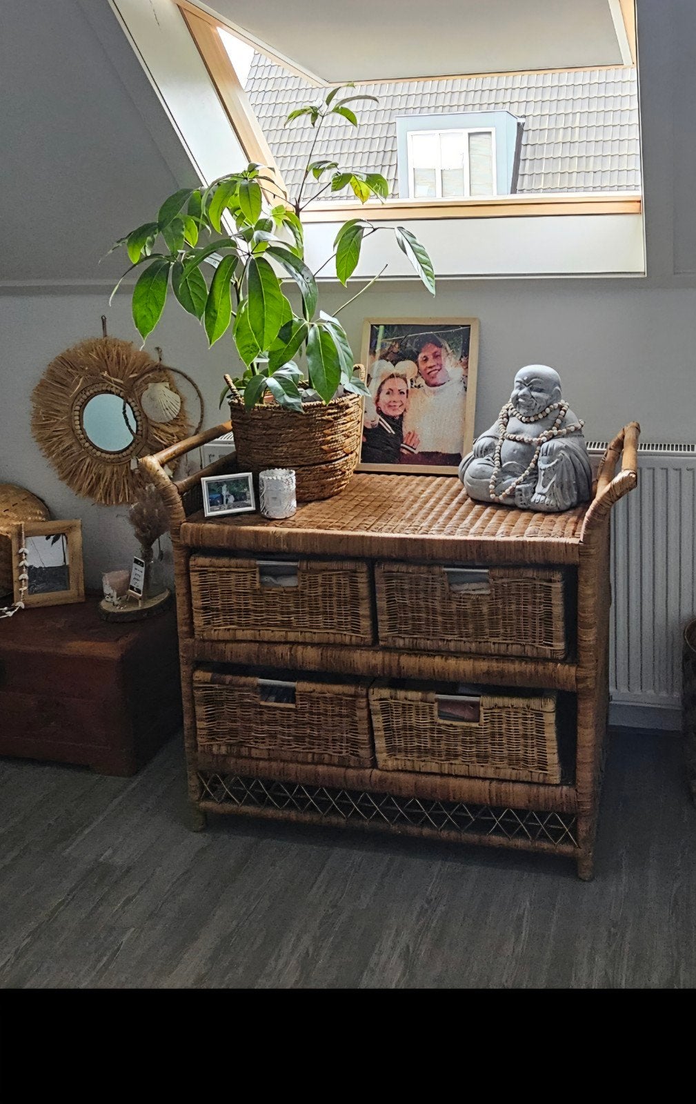 Rotan ladekast vintage, Ophalen, 50 tot 100 cm, Zo goed als nieuw, 3 of 4 laden