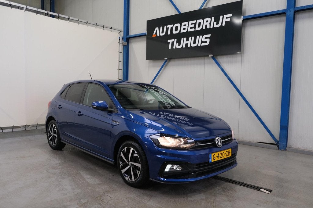 Volkswagen Polo 1.0 TSI R-Line Automaat - N.A.P. Airco, Crui, Auto's, Gebruikt, 95 pk, Blauw, 49 €/maand