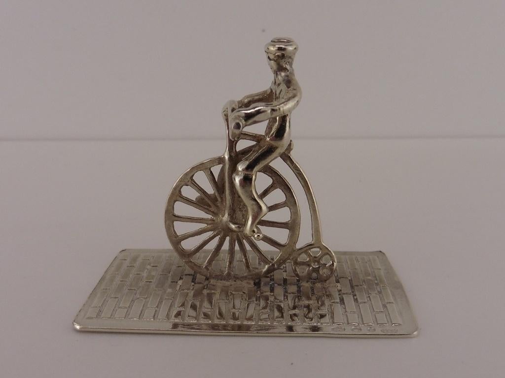 Zilveren miniatuur Hoge bi/Velocycle                     Z13, Antiek en Kunst, Ophalen of Verzenden, Zilver