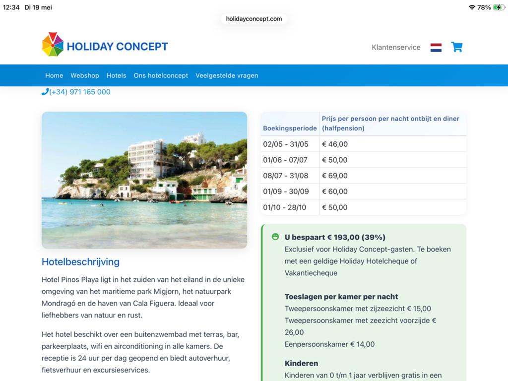 3 HOTELOVERNACHTINGEN HOTEL PINOS PLAYA MALLORCA (2 PERS.), Tickets en Kaartjes