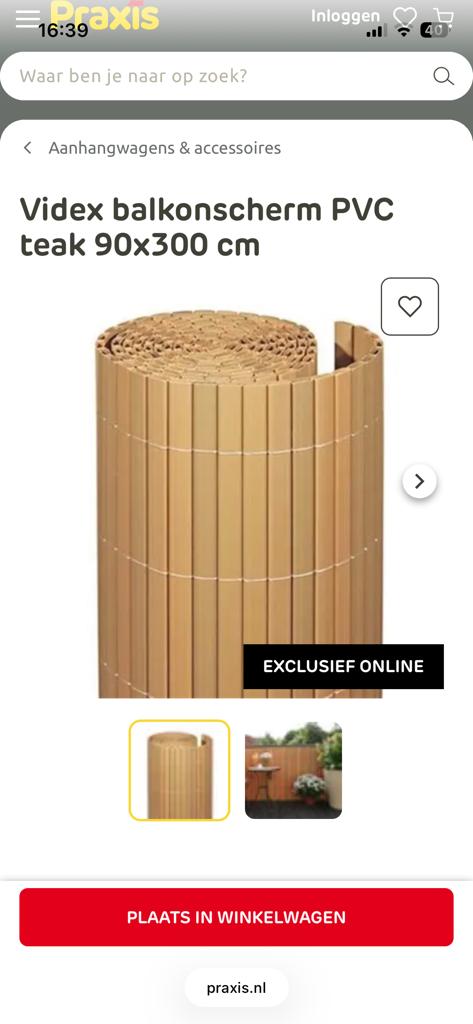 Nieuw Videx Balkonschermen (3 stuks) PVC Teak 90x300 cm, Ophalen, Kunststof, Nieuw, 3 tot 6 meter