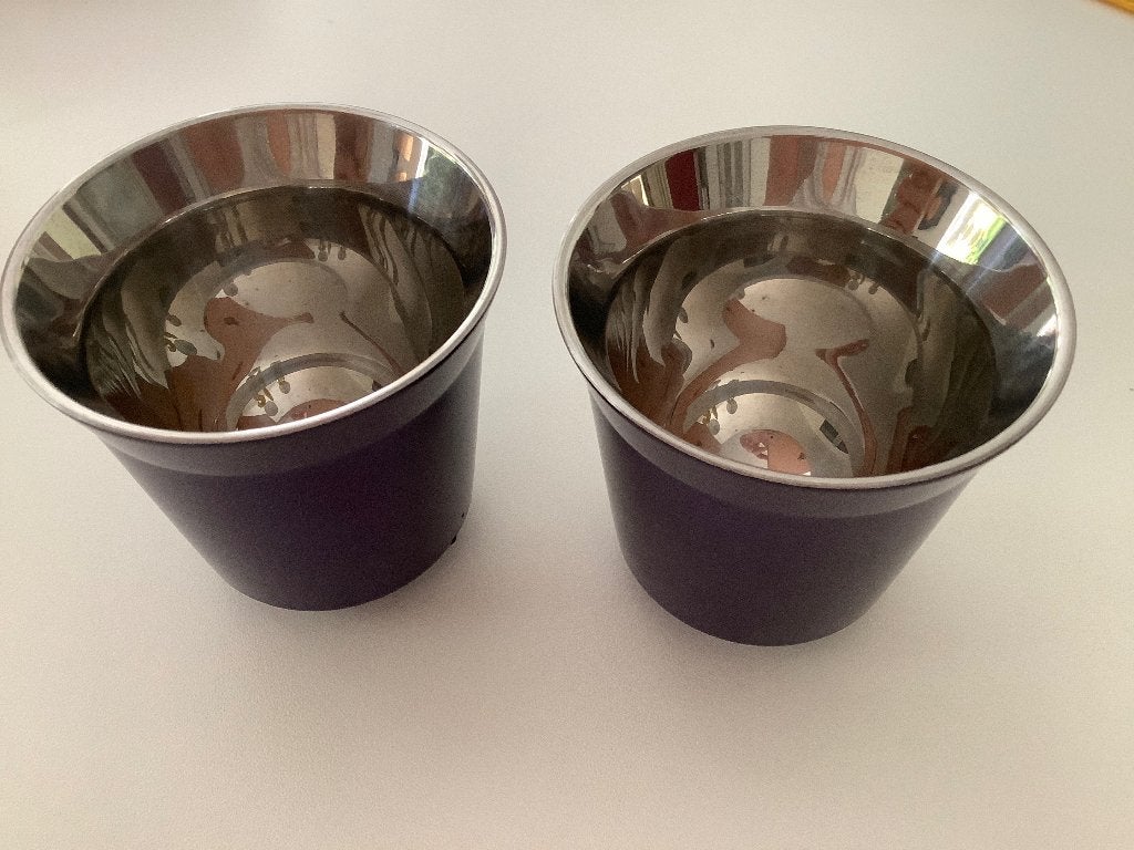 2 Nespresso Pixie Arpeggio lila Paars Espresso cup Kop 85ml, Overige merken, Ophalen of Verzenden, Zo goed als nieuw, Overige stijlen