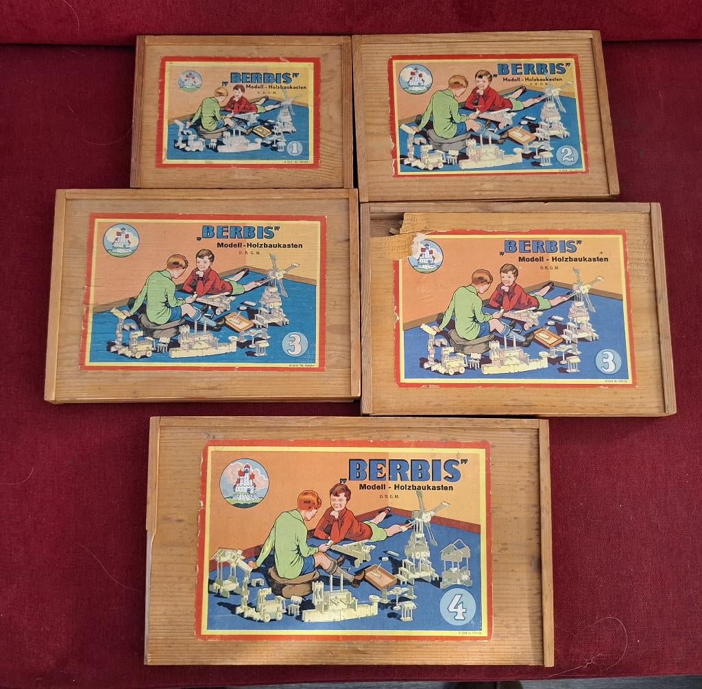 Berbis Holzbaukasten 1, 2, 3 en 4, Antiek en Kunst, Antiek | Speelgoed, Ophalen of Verzenden