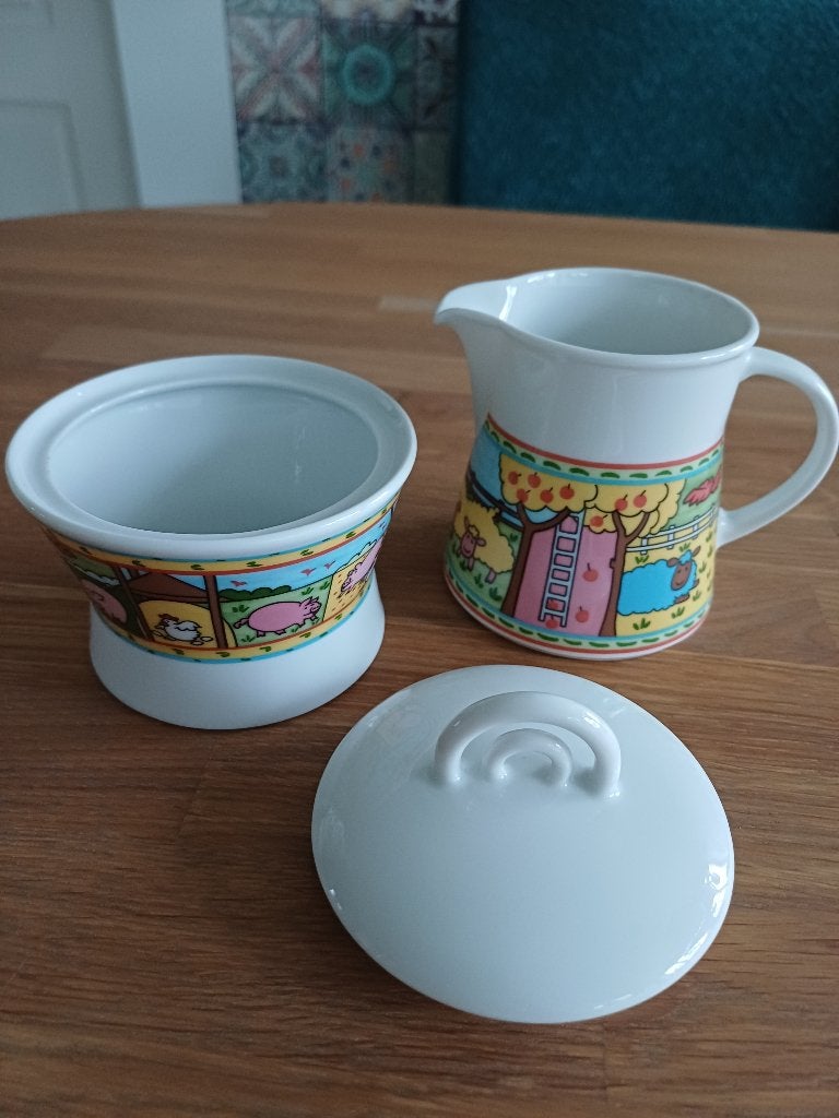Roomstel met een boerderij dierenprint, Huis en Inrichting, Keuken | Servies, Ophalen, Overige typen, Zo goed als nieuw, Overige stijlen