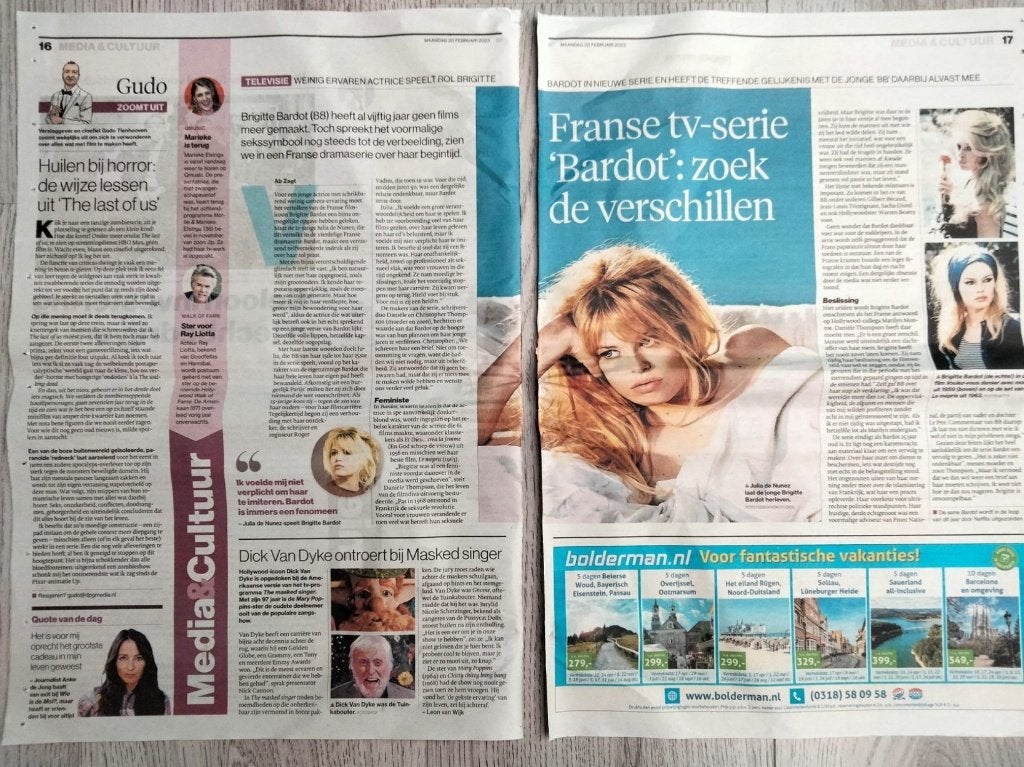 Brigitte Bardot krantenartikel ED krant | 20 februari 2023, Verzenden, Gebruikt, Boek, Tijdschrift of Artikel
